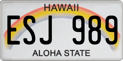 HI license plate ESJ989