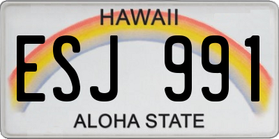 HI license plate ESJ991
