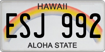 HI license plate ESJ992