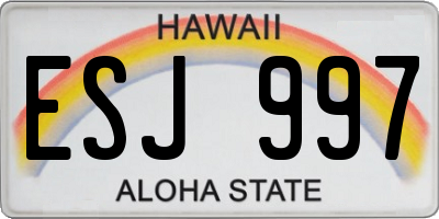 HI license plate ESJ997