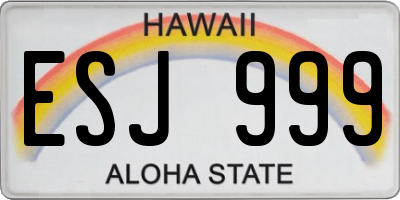 HI license plate ESJ999