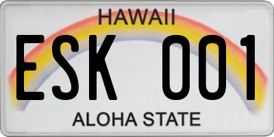 HI license plate ESK001