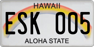HI license plate ESK005