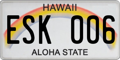 HI license plate ESK006