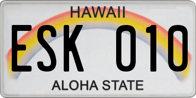 HI license plate ESK010