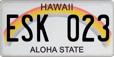 HI license plate ESK023