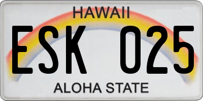 HI license plate ESK025