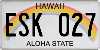 HI license plate ESK027