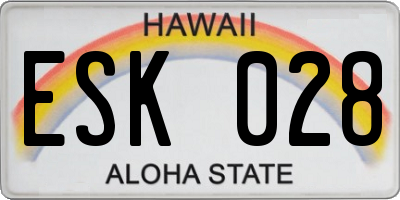 HI license plate ESK028
