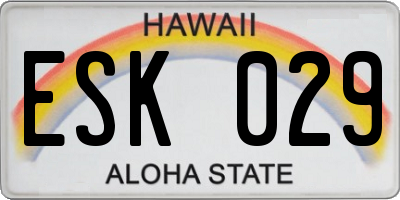 HI license plate ESK029