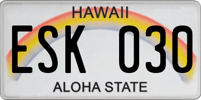 HI license plate ESK030