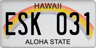 HI license plate ESK031