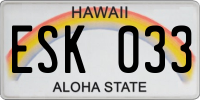 HI license plate ESK033
