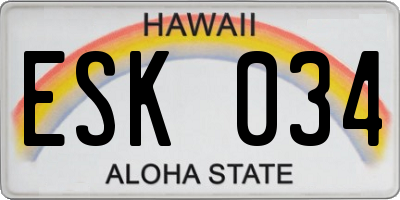 HI license plate ESK034