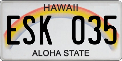 HI license plate ESK035