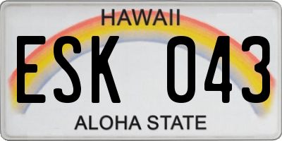 HI license plate ESK043