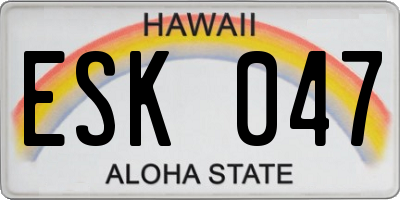 HI license plate ESK047