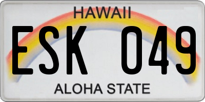 HI license plate ESK049