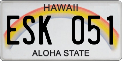 HI license plate ESK051