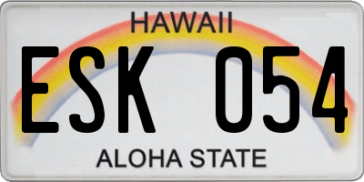 HI license plate ESK054