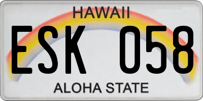 HI license plate ESK058