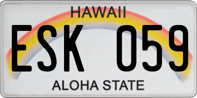 HI license plate ESK059