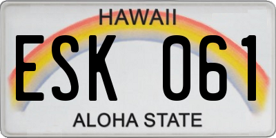 HI license plate ESK061