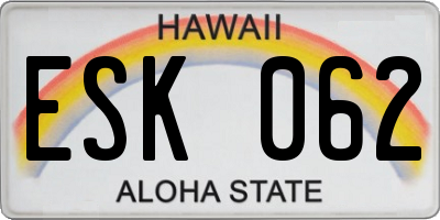 HI license plate ESK062