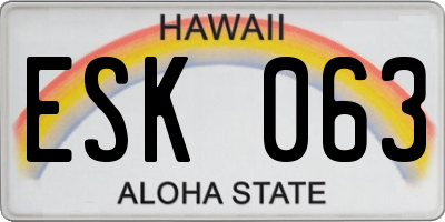HI license plate ESK063