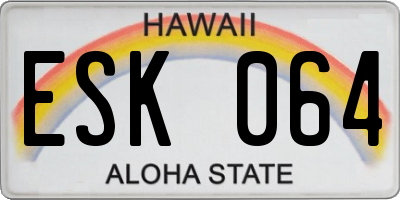 HI license plate ESK064