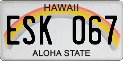 HI license plate ESK067
