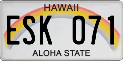 HI license plate ESK071