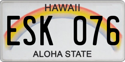 HI license plate ESK076
