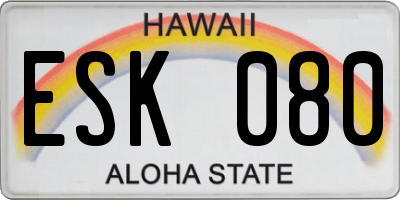 HI license plate ESK080