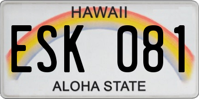 HI license plate ESK081