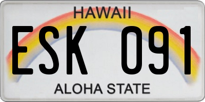 HI license plate ESK091