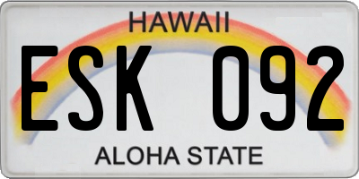 HI license plate ESK092