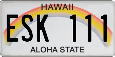 HI license plate ESK111