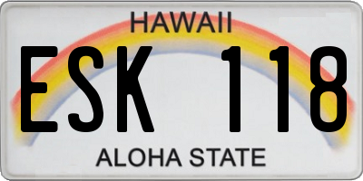 HI license plate ESK118