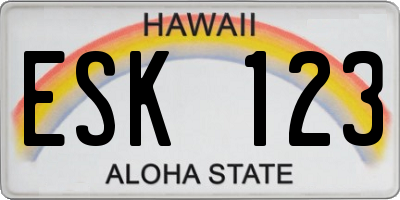HI license plate ESK123