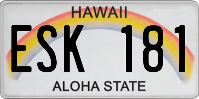 HI license plate ESK181