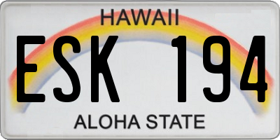HI license plate ESK194