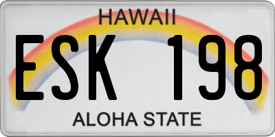 HI license plate ESK198