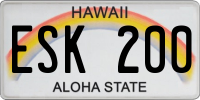 HI license plate ESK200