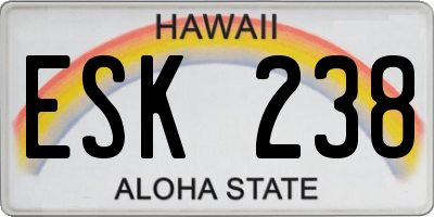 HI license plate ESK238