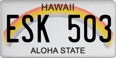 HI license plate ESK503