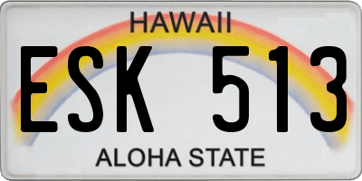 HI license plate ESK513