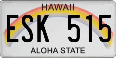 HI license plate ESK515