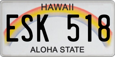 HI license plate ESK518
