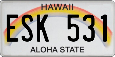 HI license plate ESK531